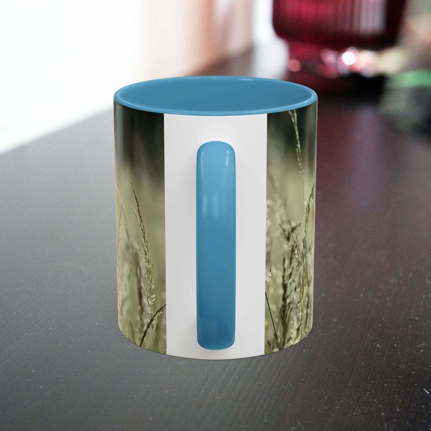 Flowering Grass Mug with serene nature design on ceramic.
