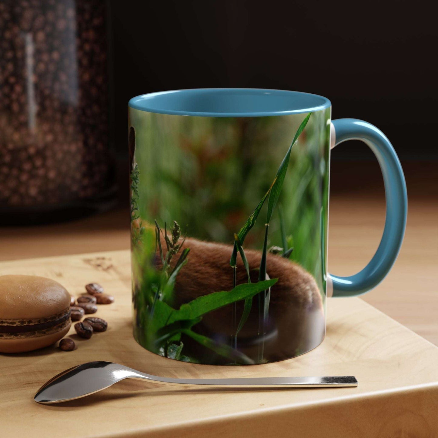 Fox-inspired accent coffee mug with nature design, perfect for wildlife decor and gifts.