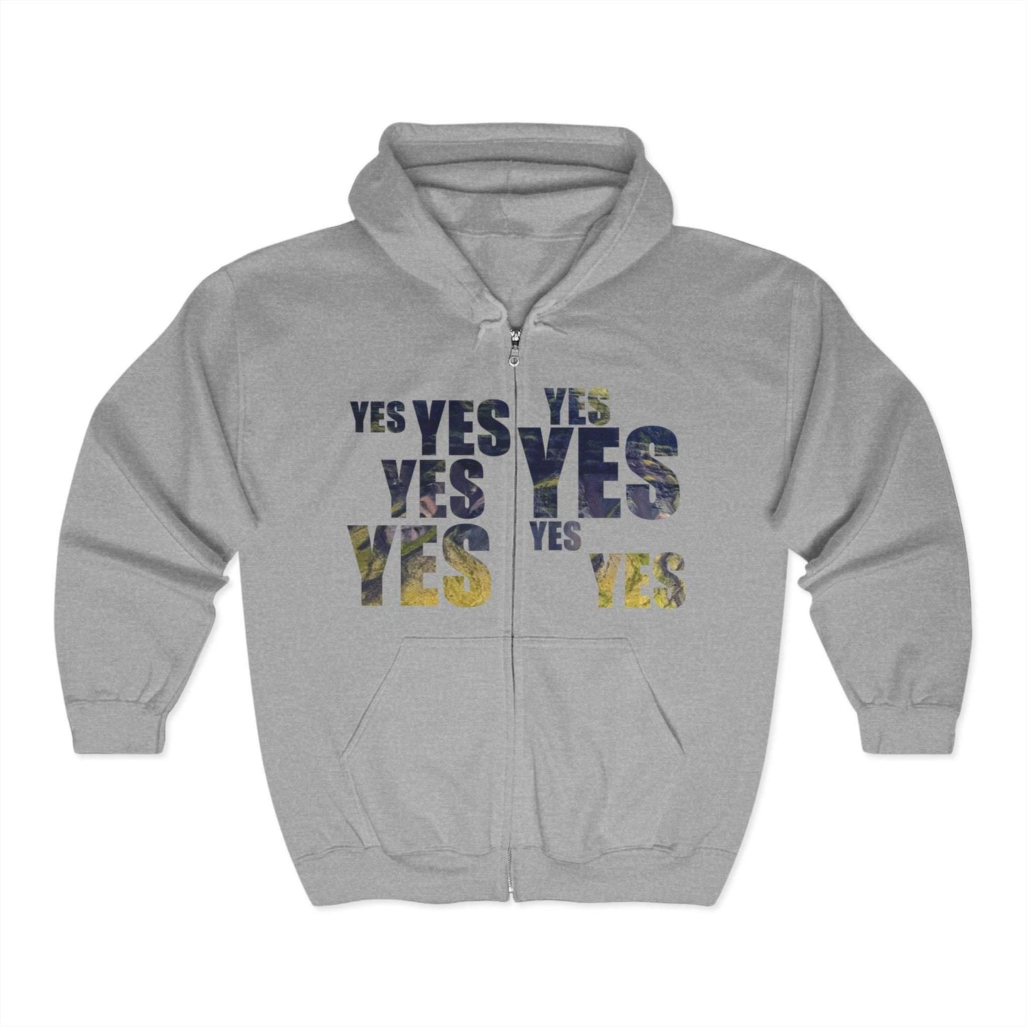 Unisex Heavy Blend™ Yes and No Print Full Zip Hooded Sweatshirt - A Pretty Print