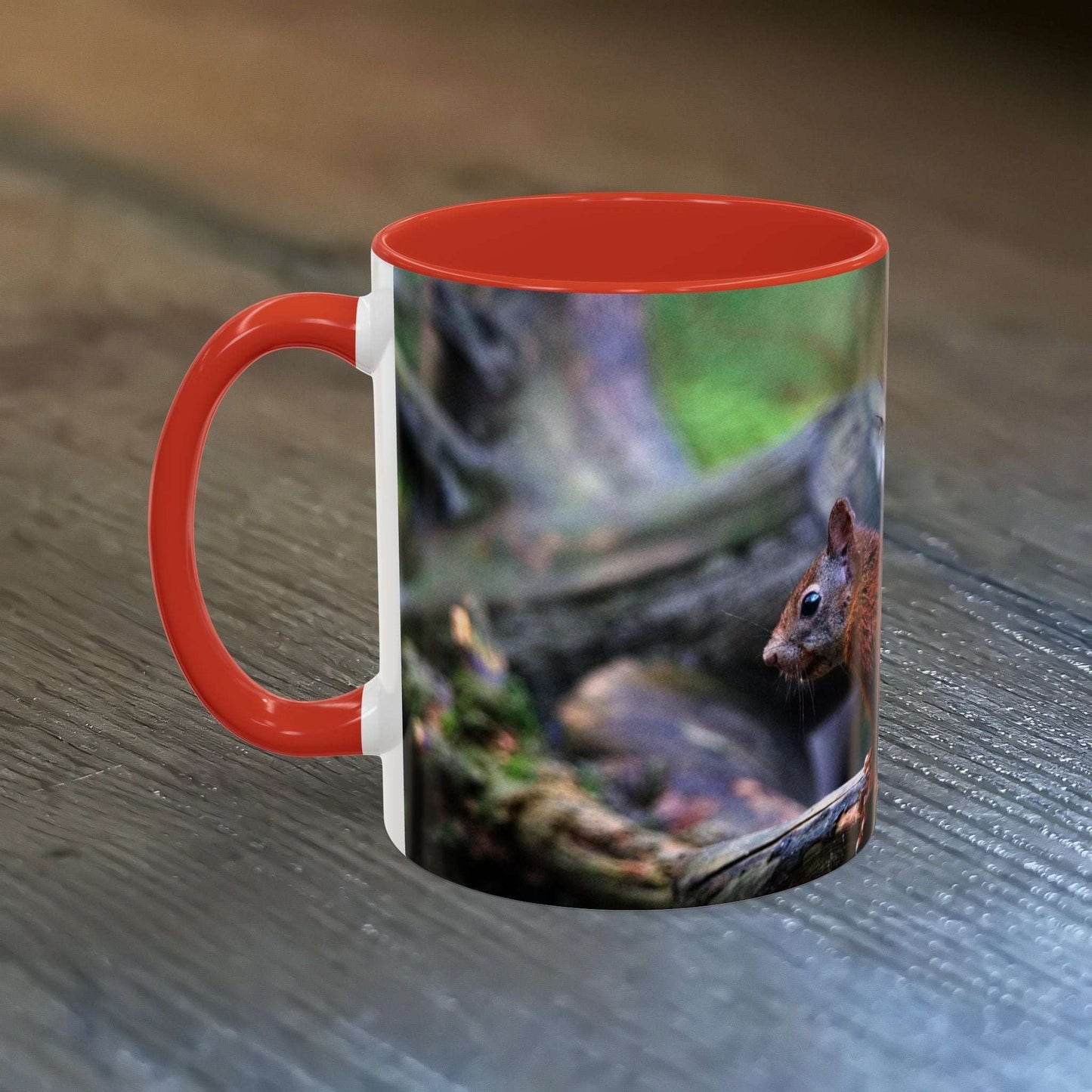 Adorable Squirrel Ceramic Mug with illustration, 11oz, nature lover gift.