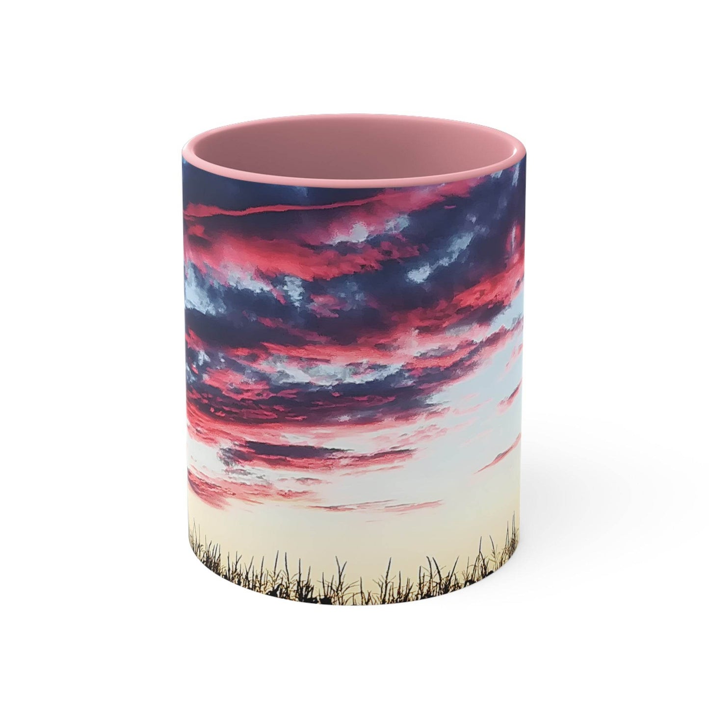 Sunset Accent Coffee Mug - Artistic Drinkware for Nature Lovers, Home Office Decor, Gifts for Coffee Lovers, Birthday, Relaxation - A Pretty Print