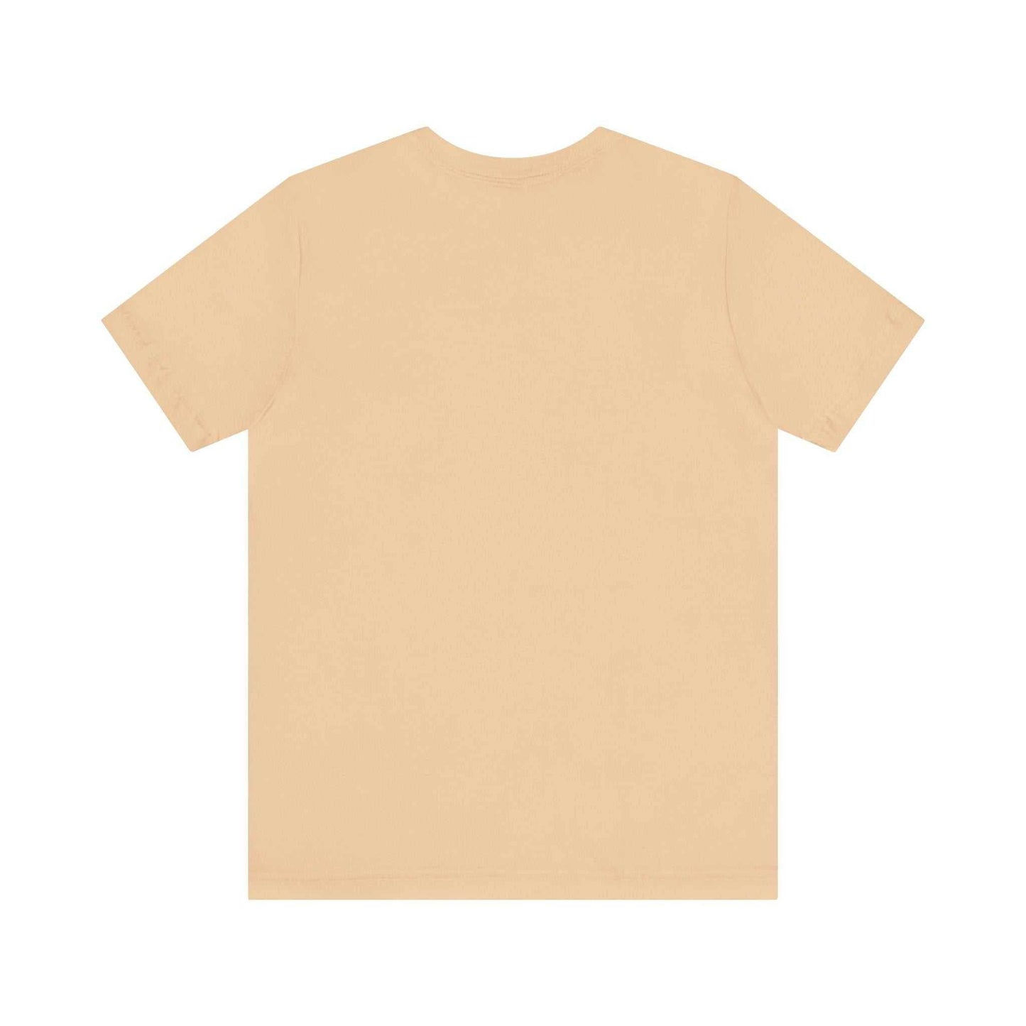 Nature-Inspired 'Be-Leaf In Nature' Tee, eco-friendly unisex short sleeve shirt, beige, back view.
