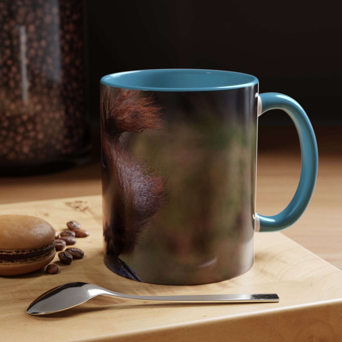 Adorable Squirrel Ceramic Mug 11oz with squirrel illustration, nature lover gift.