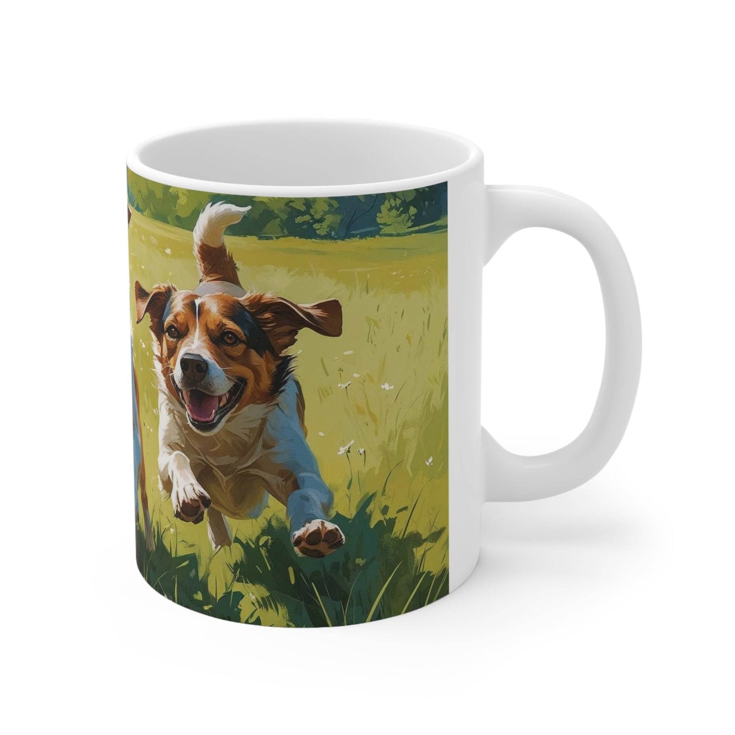 Mug - Running Dogs in a Meadow Coffee Cup - A Pretty Print