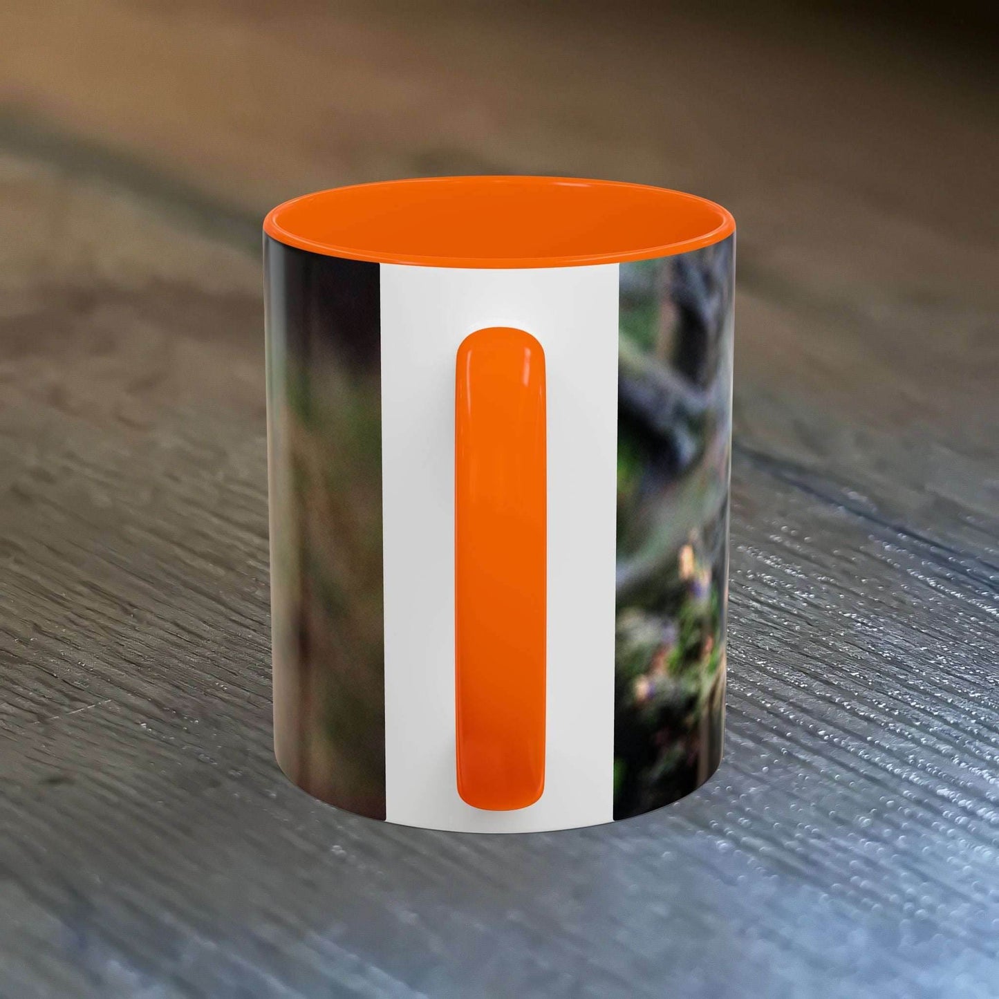 Cute squirrel coffee mug with orange interior and handle, perfect gift for nature enthusiasts.