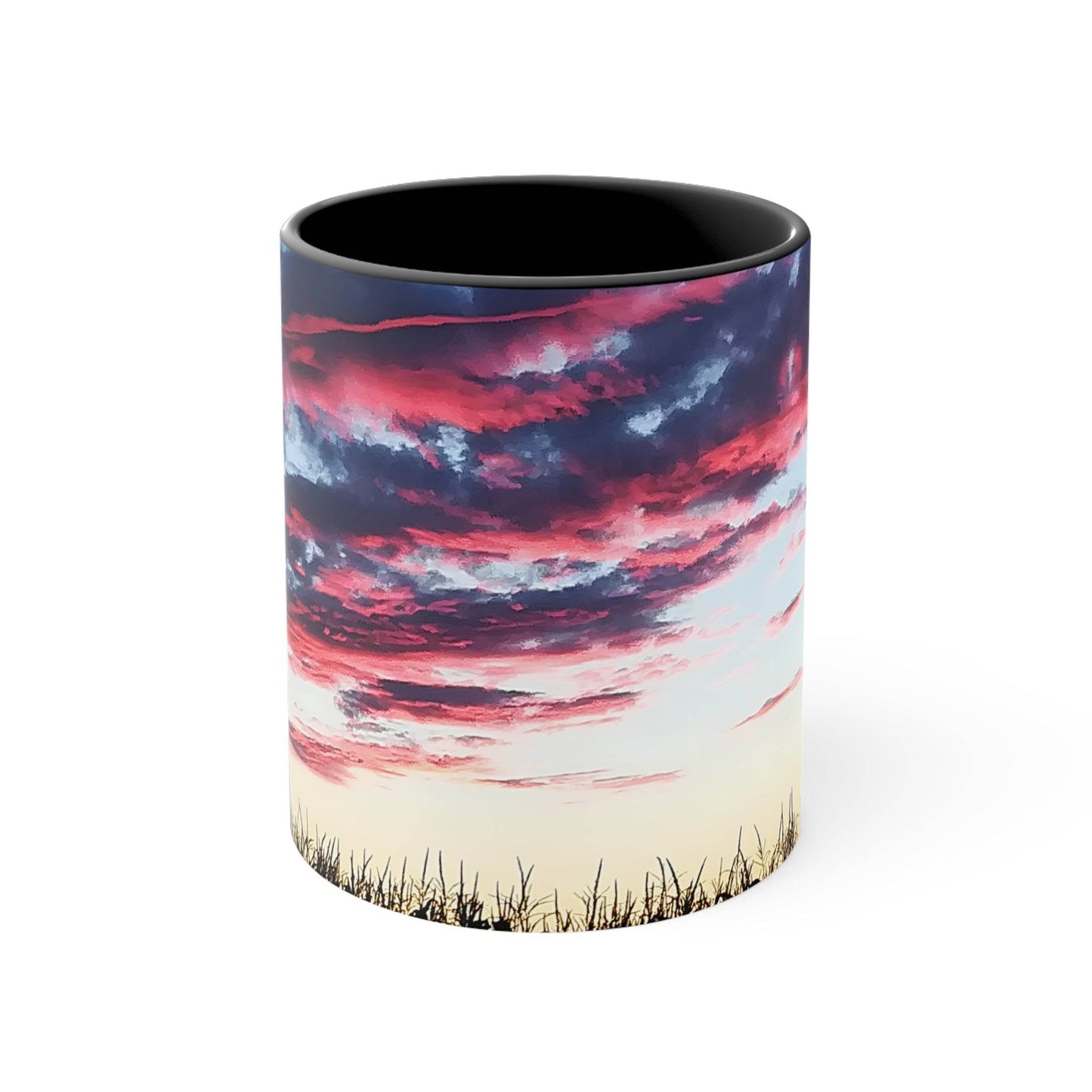 Sunset Accent Coffee Mug - Artistic Drinkware for Nature Lovers, Home Office Decor, Gifts for Coffee Lovers, Birthday, Relaxation - A Pretty Print