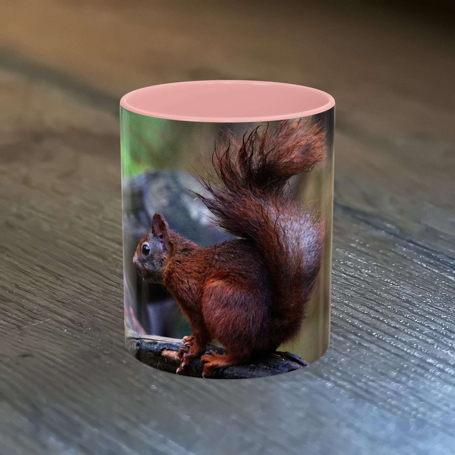 11oz Adorable Squirrel Ceramic Mug with nature-inspired illustration, perfect for nature lovers.