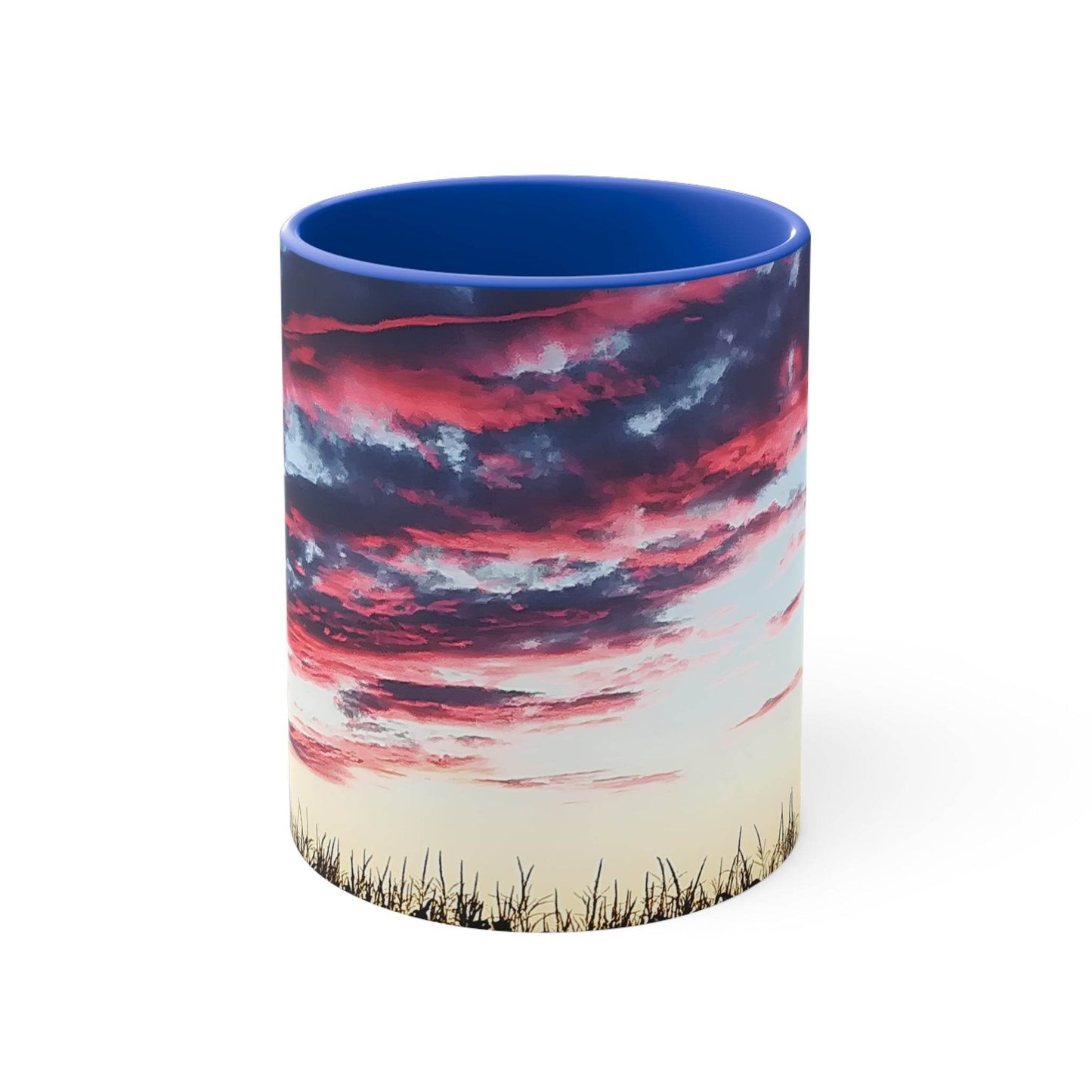 Sunset Accent Coffee Mug - Artistic Drinkware for Nature Lovers, Home Office Decor, Gifts for Coffee Lovers, Birthday, Relaxation - A Pretty Print
