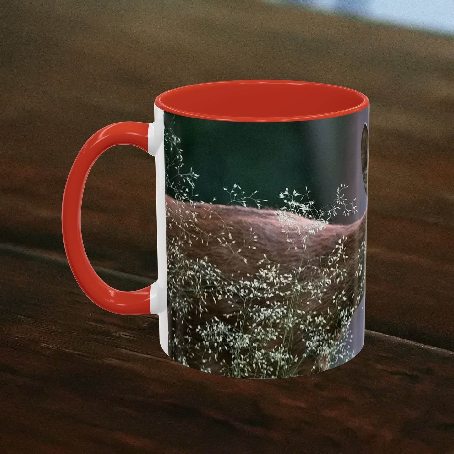 Nature-Inspired Deer Ceramic Mug with floral accents - 11oz, perfect for nature lovers.