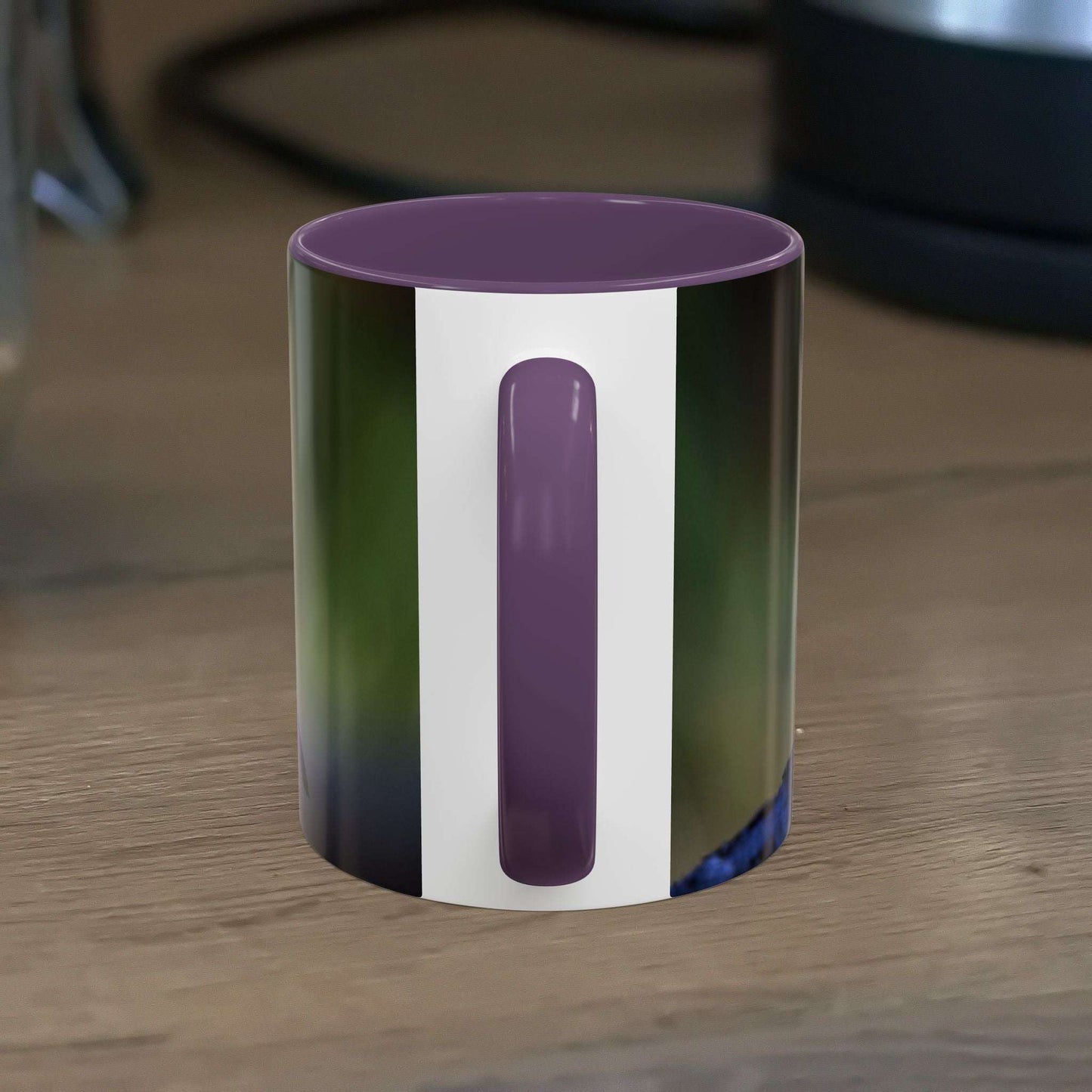White ceramic mug with vibrant robin illustration, 11oz, glossy finish, perfect for bird lovers.