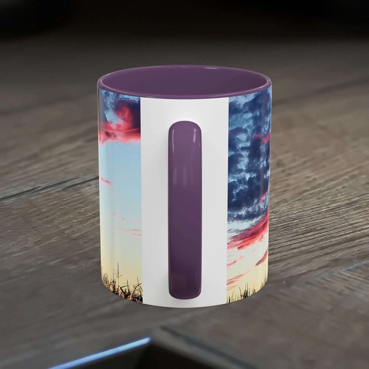 Sunset Accent Coffee Mug - 11oz, vibrant artistic design, perfect for coffee lovers and home decor.