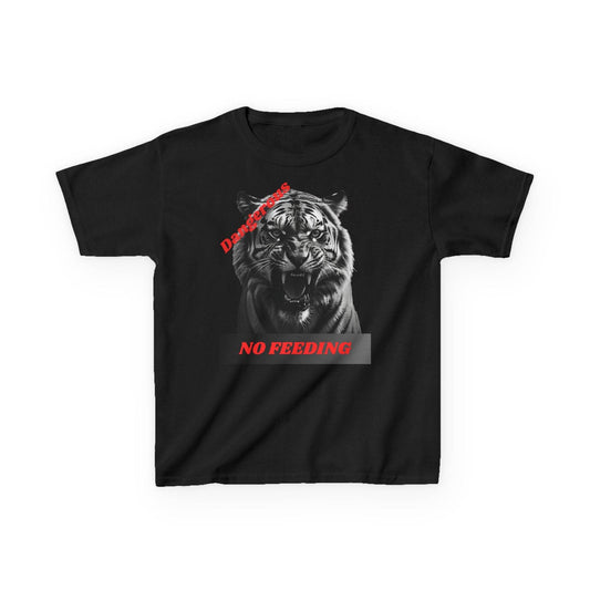 Only For The Brave - Kids Graphic Tee - Youth Tiger 'Dangerous: No Feeding' Tee - A Pretty Print