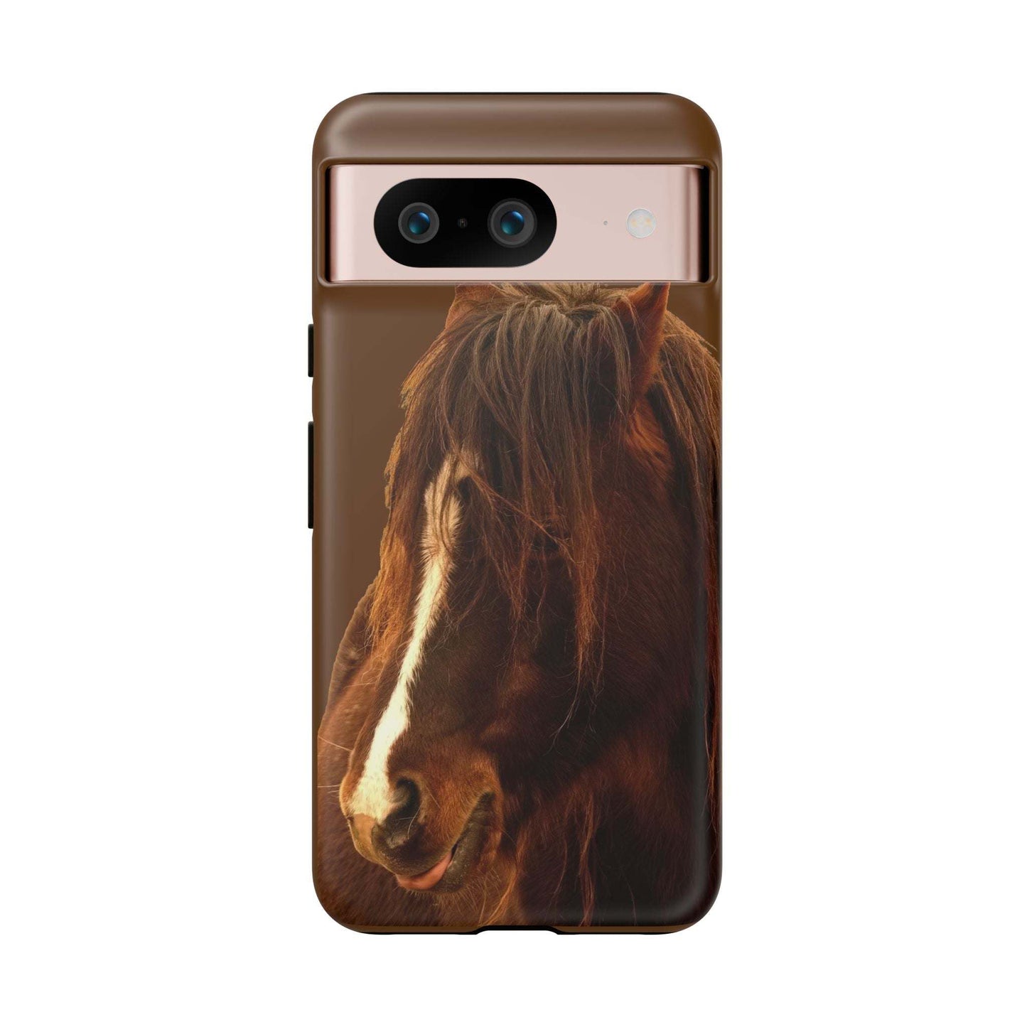 Phone case for horse lovers with durable, weather-resistant design and 3D wrap image of a horse.