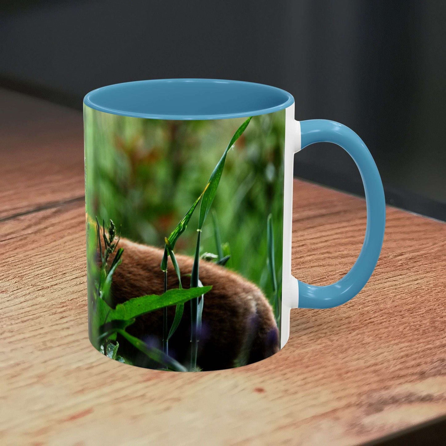 Fox-inspired accent coffee mug with a nature design and modern handle, perfect for wildlife decor and gifting.