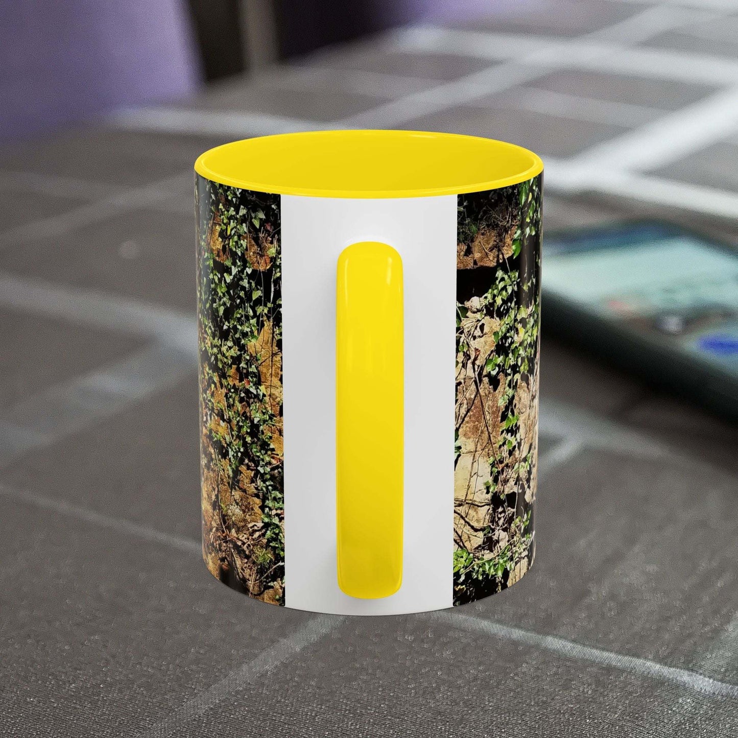 Overgrown Rocks Adventure Coffee Mug with nature-inspired design.