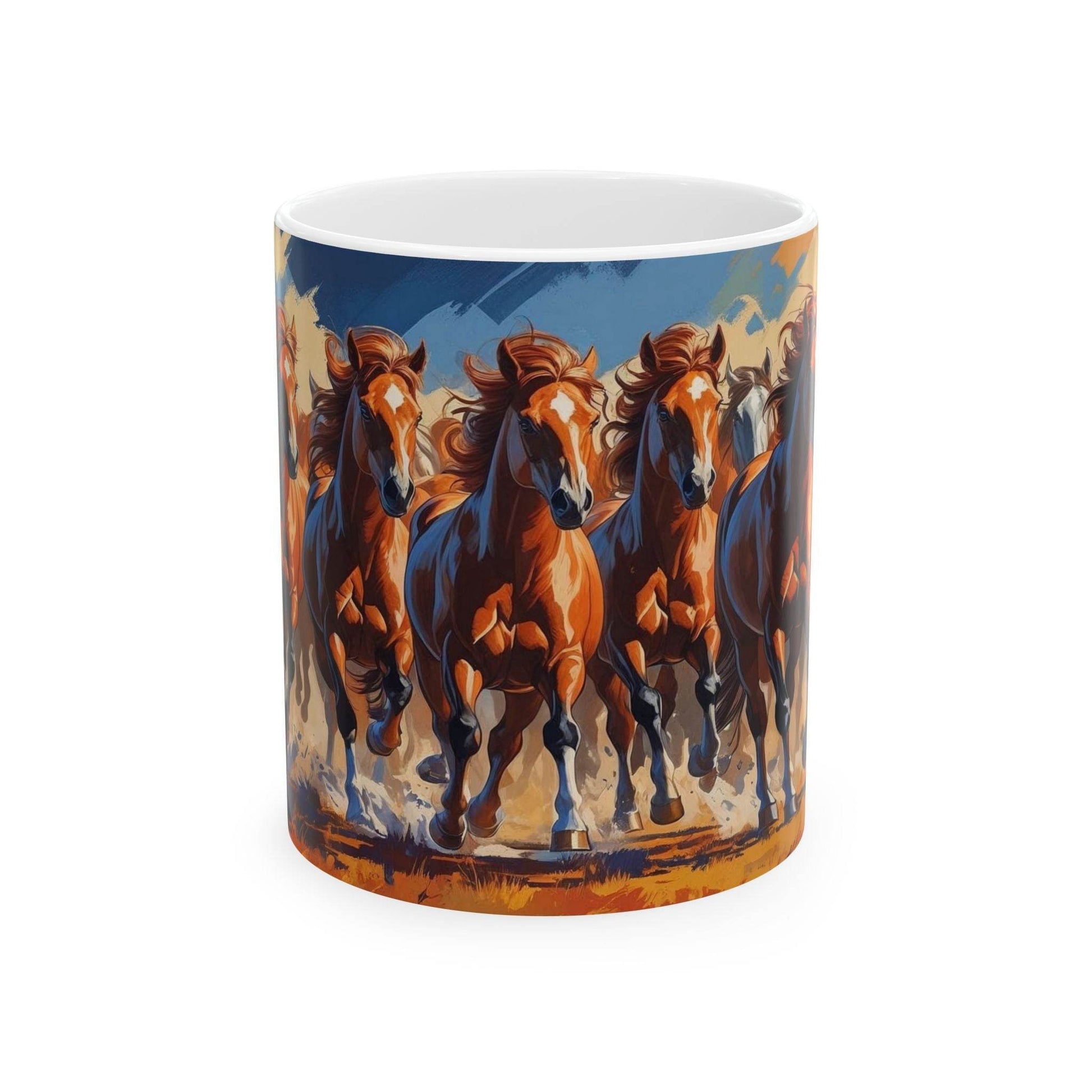 Mug - Beautiful Running Horses Ceramic Coffee Cup - A Pretty Print