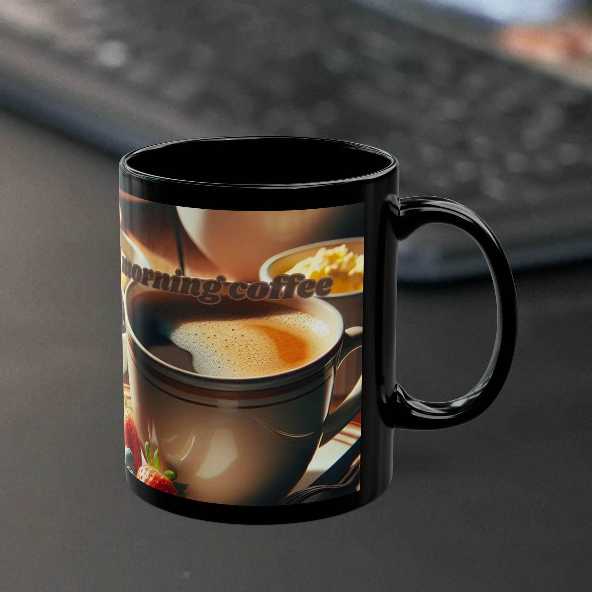 Coffee Mug - Freshly Made Good Morning Coffee - Black - A Pretty Print