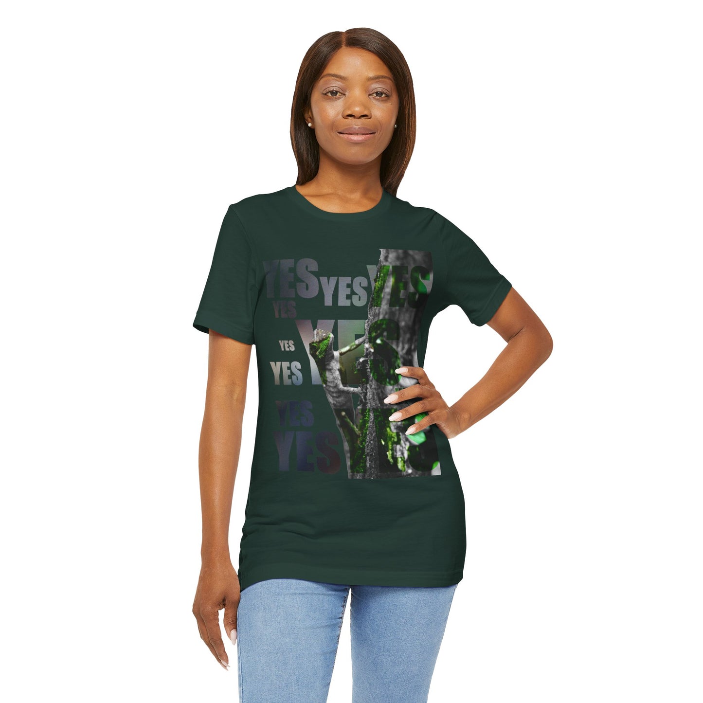 Diploderma Nature Print Unisex T-shirt, Ja en Nee Grafisch Shirt, Heren Dames Zomer Top, Genderneutraal T-shirt, Milieu Print Shirt, Aards