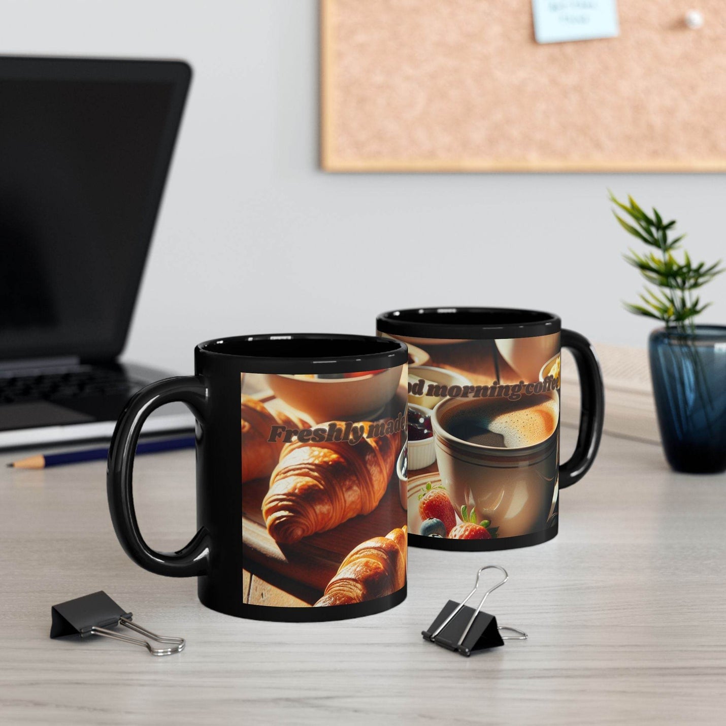 Coffee Mug - Freshly Made Good Morning Coffee - Black - A Pretty Print