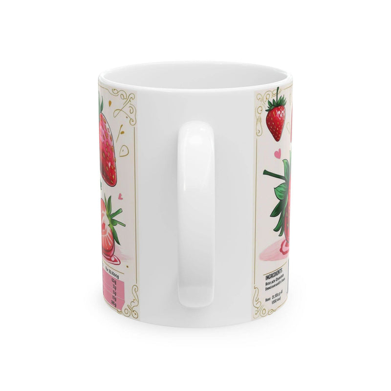 Cozy morning view of a 11oz Mug - Sweet Strawberry Jam Design Coffee Mug near a bright window during a relaxed kitchen break.