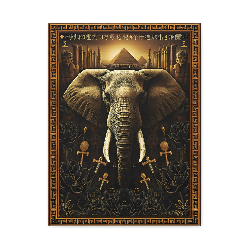 Egyptian Elephant Canvas Print in 18″ x 24″ | 45.72 cm x 60.96 cm size with a stretched 1.25″ | 3.18 cm depth profile.