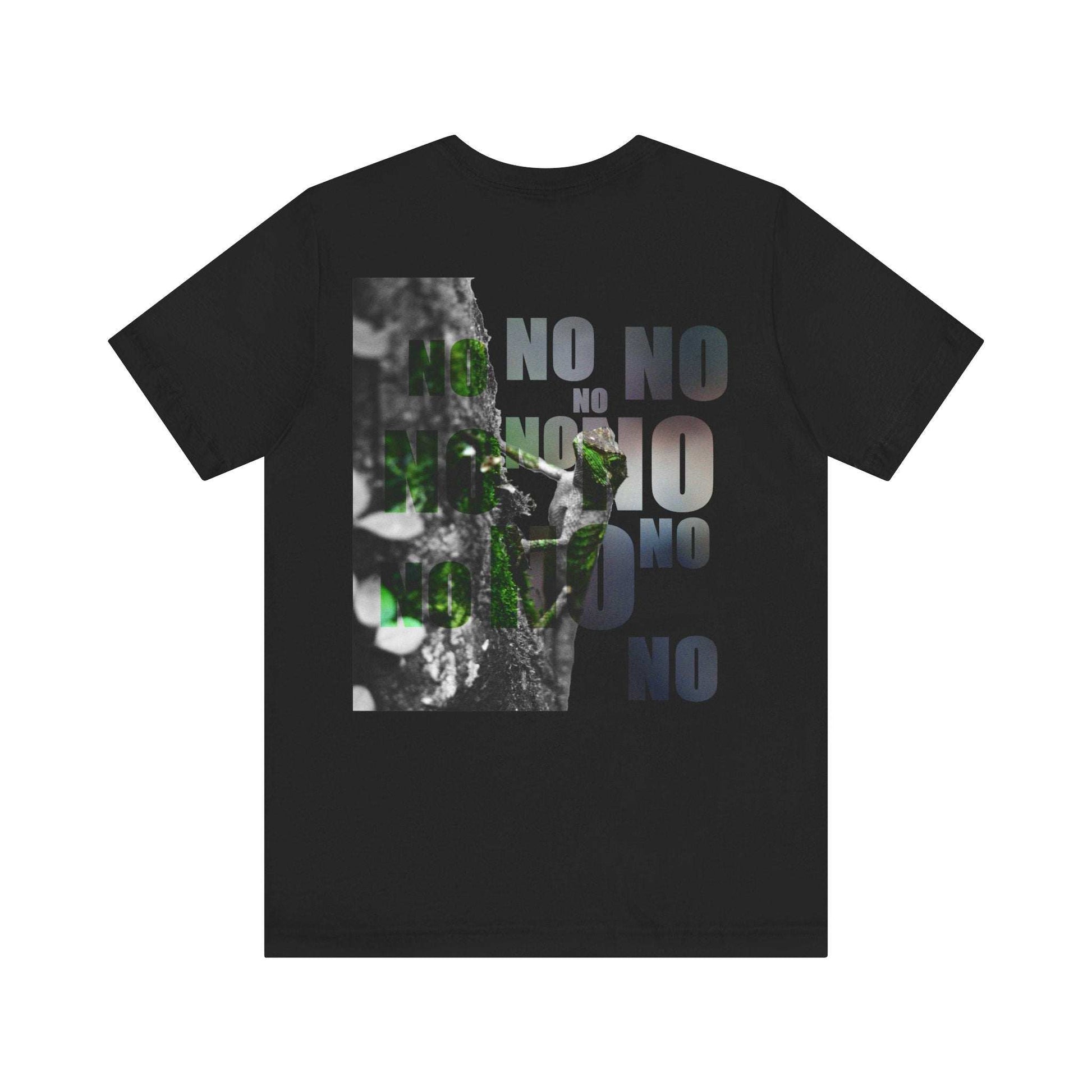 Diploderma Nature Print Unisex Tee with bold nature-inspired graphic on black fabric.