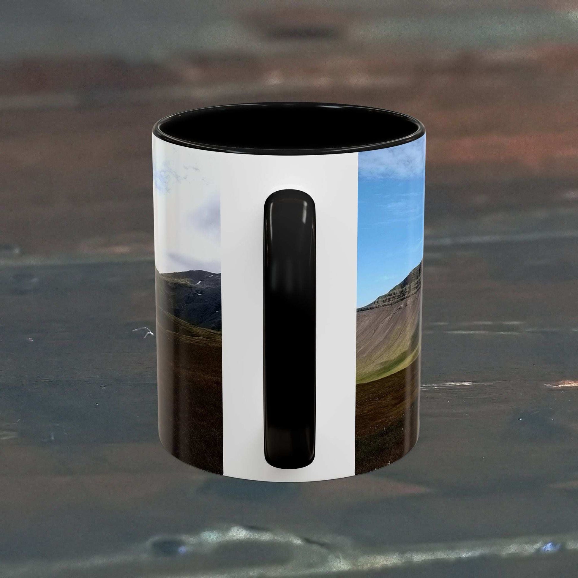 11oz coffee mug featuring Iceland scenery with a sleek, modern design.