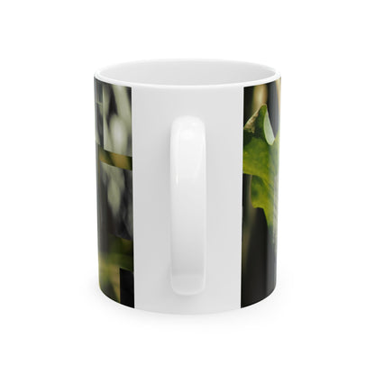 Botanical Ceramic Mug — Abstract Lotus & Leaf Art (11oz, 15oz)