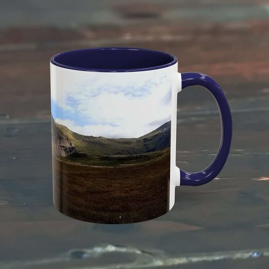 11oz coffee mug featuring Iceland scenery, made from high-quality ceramic, perfect for hot beverages.