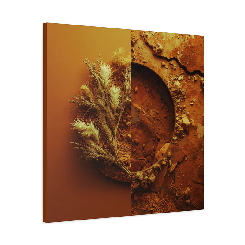 Herbstliches Wandbild mit goldenem Pampasgras in 30″ x 30″ | 76.20 cm x 76.20 cm mit 1.25″ | 3.18 cm Tiefe.