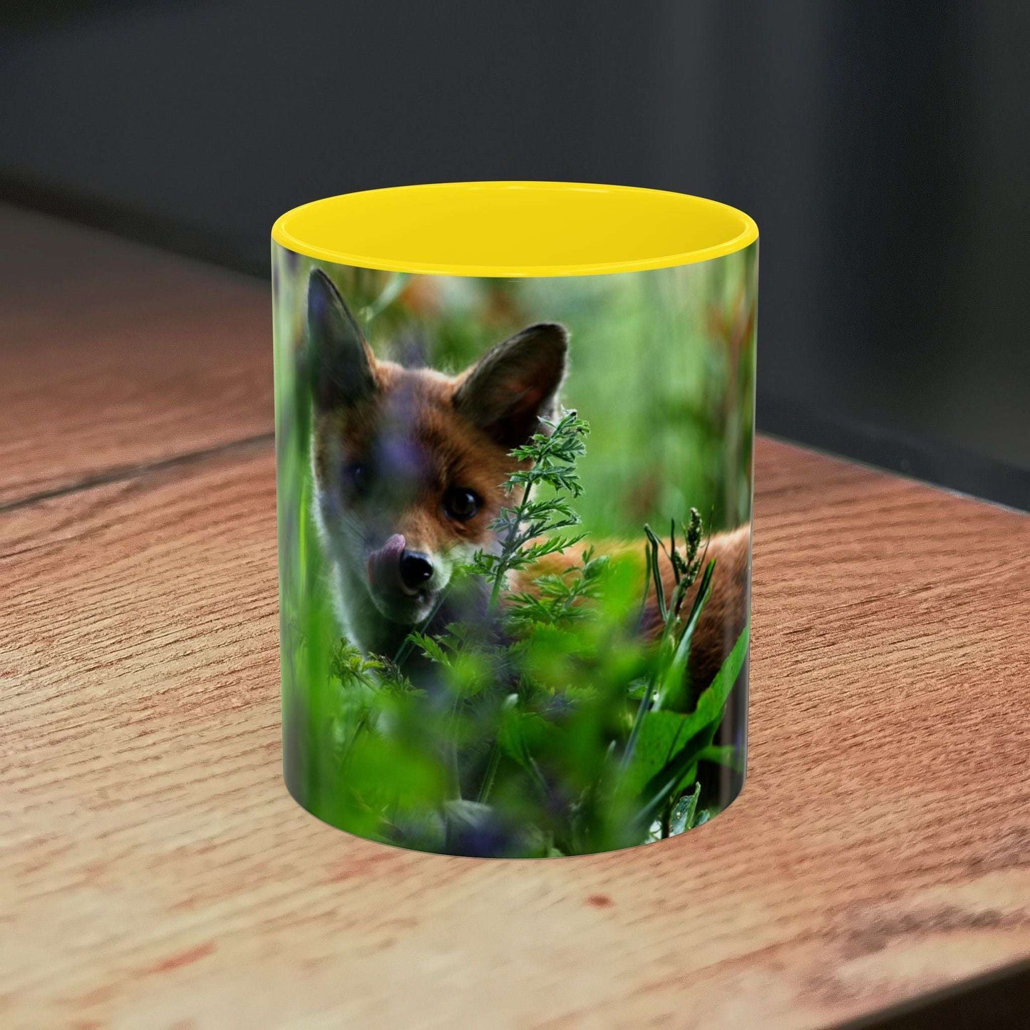 Fox-inspired accent coffee mug with nature design, perfect gift for wildlife lovers.