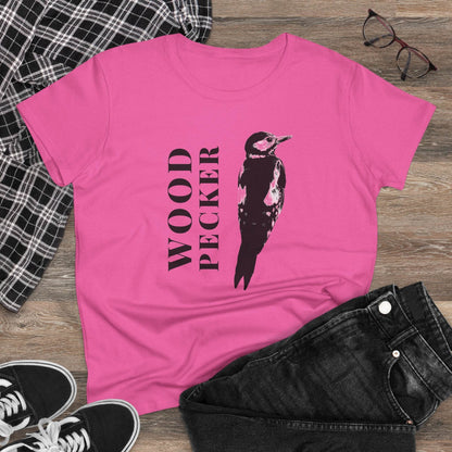 Woodpecker Graphic Tee, Nature Lover Shirt, Casual Women's Shirt, Birdwatching - A Pretty Print