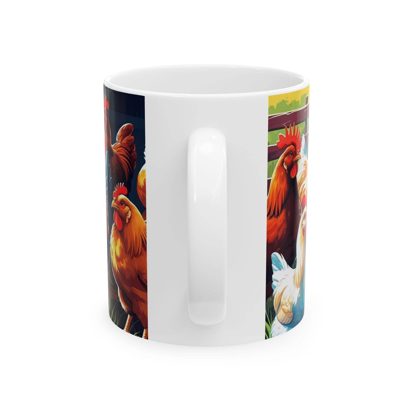 Playful 11oz chicken coffee cup made of high-quality ceramic, ideal drinkware gift for birthdays and special holidays.