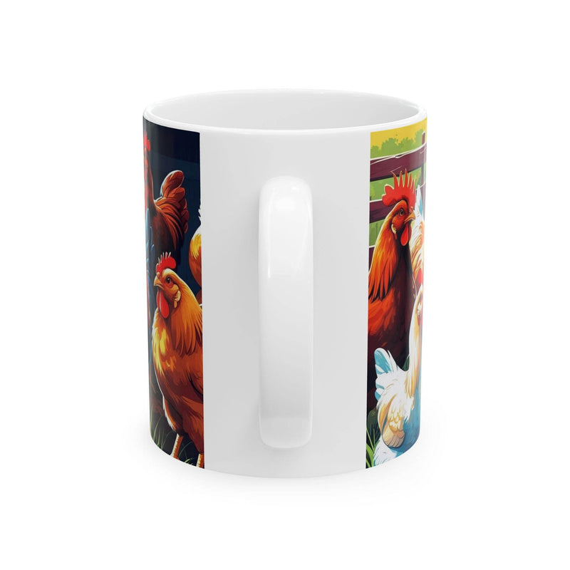 Playful 11oz chicken coffee cup made of high-quality ceramic, ideal drinkware gift for birthdays and special holidays.