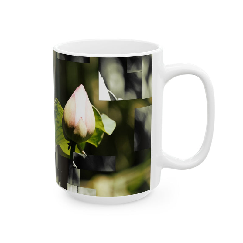 Botanical Ceramic Mug — Abstract Lotus & Leaf Art (11oz, 15oz)