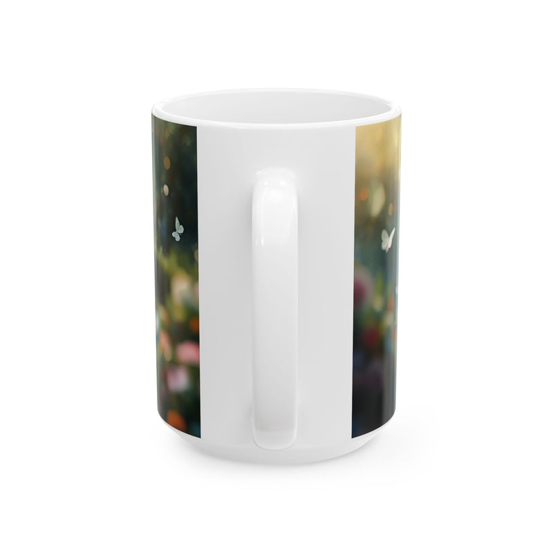 Ceramic Mug — Enchanted Garden Temple with Butterflies, 11oz & 15oz