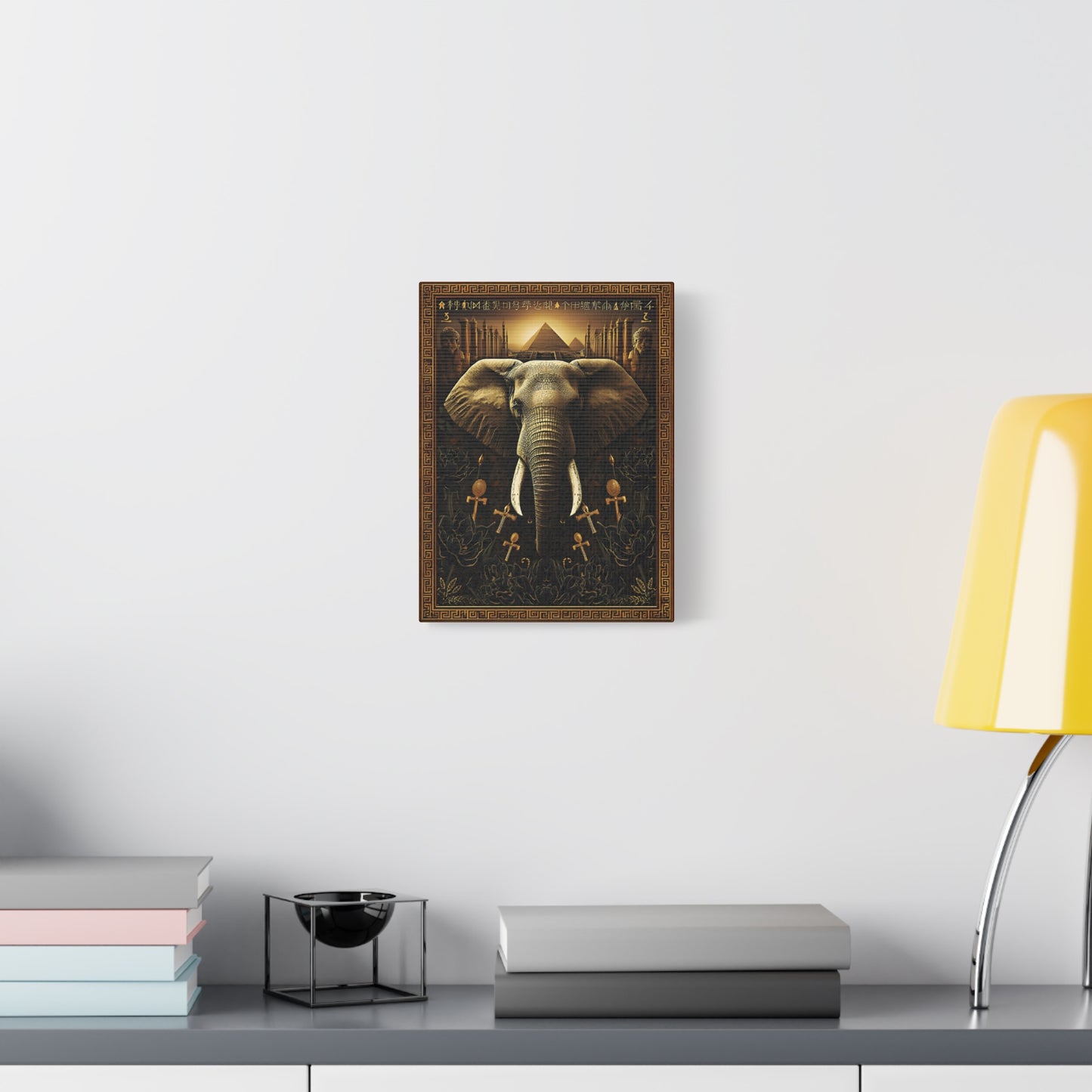Egyptian Elephant Canvas Print — Pyramid & Ankh Wall Art