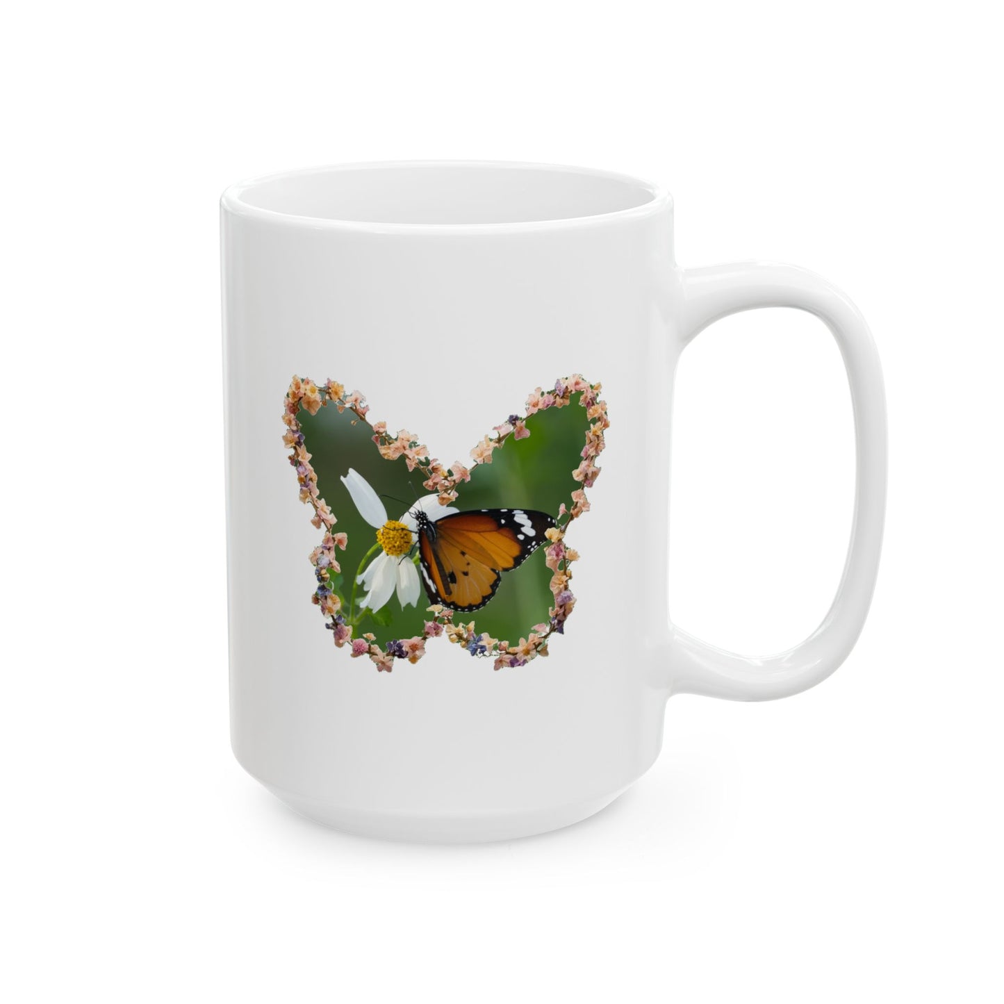 Butterfly Daisy Wreath Mug | Ceramic Coffee Mug