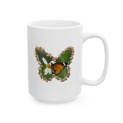 Butterfly Daisy Wreath Mug | Ceramic Coffee Mug