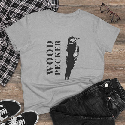 Woodpecker Graphic Tee, Nature Lover Shirt, Casual Women's Shirt, Birdwatching - A Pretty Print