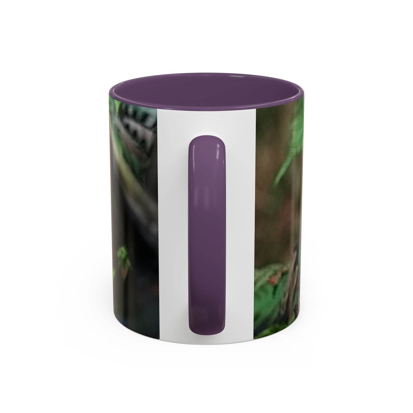 Nature inspired colorful jay 11oz mug featuring a purple inner rim.