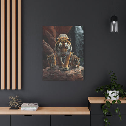 Tiger Family Canvas Print - Stretched Matte Wall Art