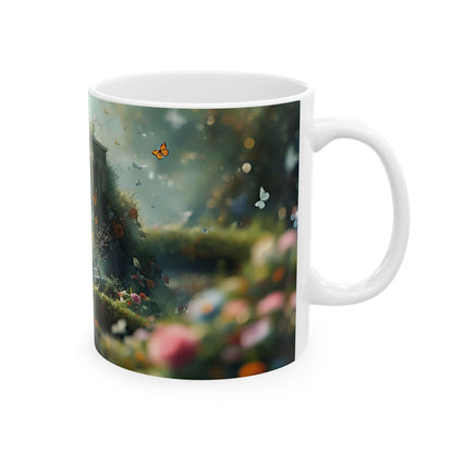 Ceramic Mug — Enchanted Garden Temple with Butterflies, 11oz & 15oz