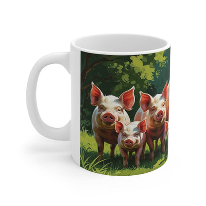 Coffee Cups - Cute Pigs Design - A Pretty Print