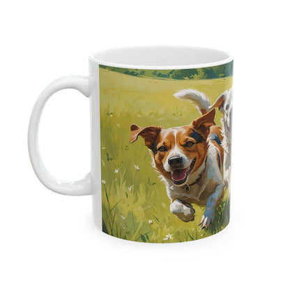 Mug - Running Dogs in a Meadow Coffee Cup - A Pretty Print
