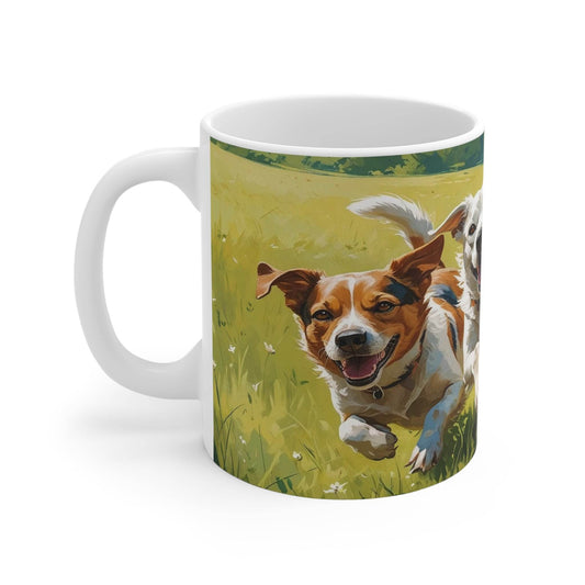 Mug - Running Dogs in a Meadow Coffee Cup - A Pretty Print