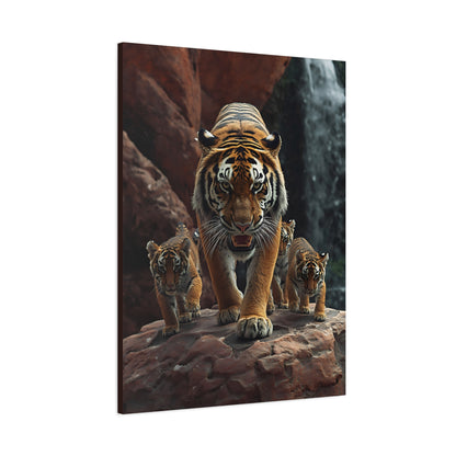 Tiger Family Canvas Print - Stretched Matte Wall Art