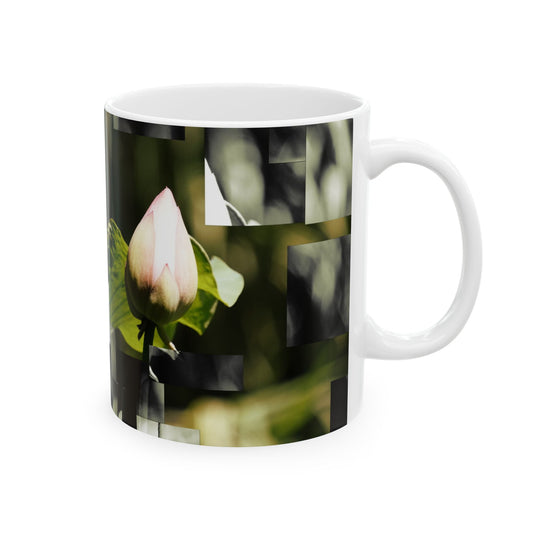 Botanical Ceramic Mug — Abstract Lotus & Leaf Art (11oz, 15oz)