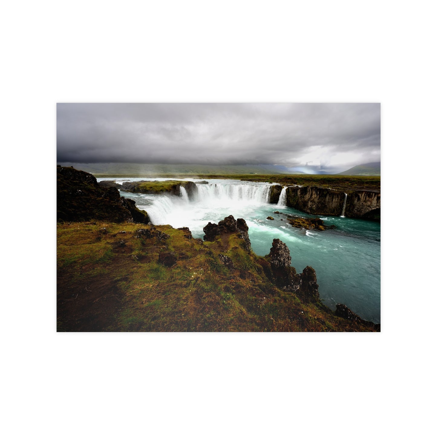 Poster, Godafoss Waterfall Northern Iceland, Photography Print, Wall Decor, Nature Art, Home Decoration