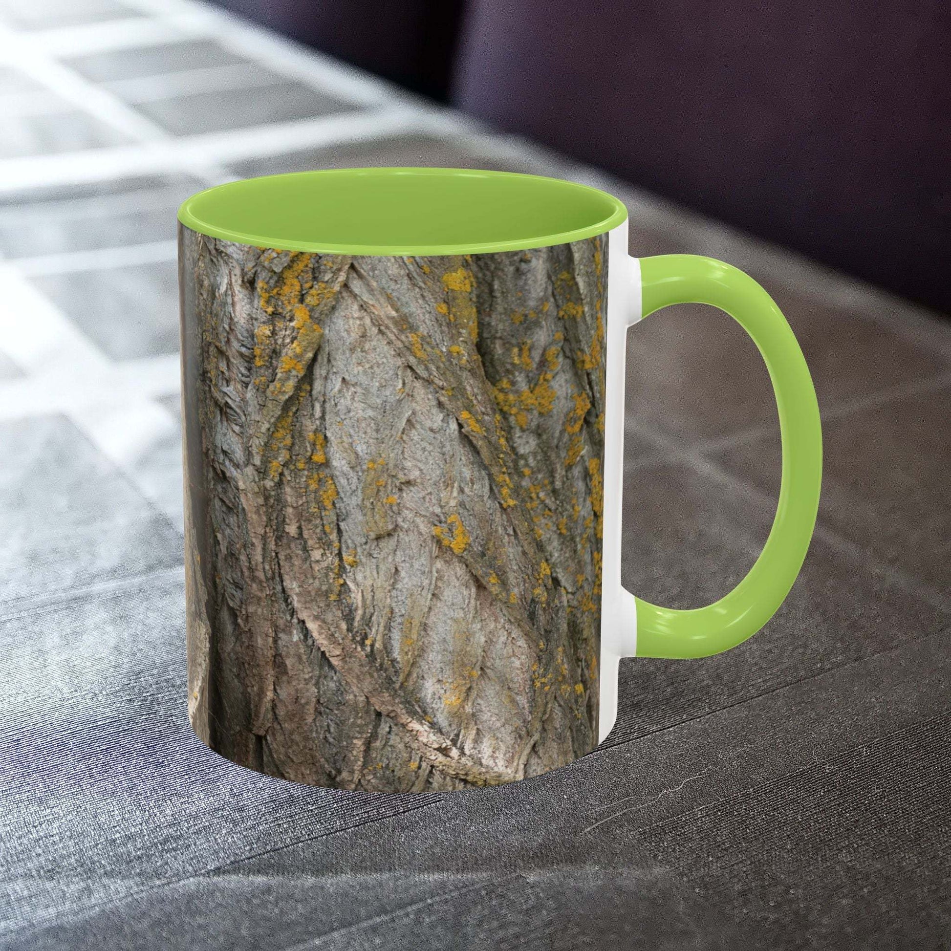 Tree trunk design coffee mug with rustic, nature-inspired style.